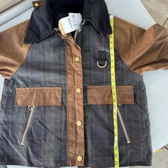NWT Barbour Premium Cotton Waxed Jacket Brown Tan Green Plaid 6 - Picture 12 of 16